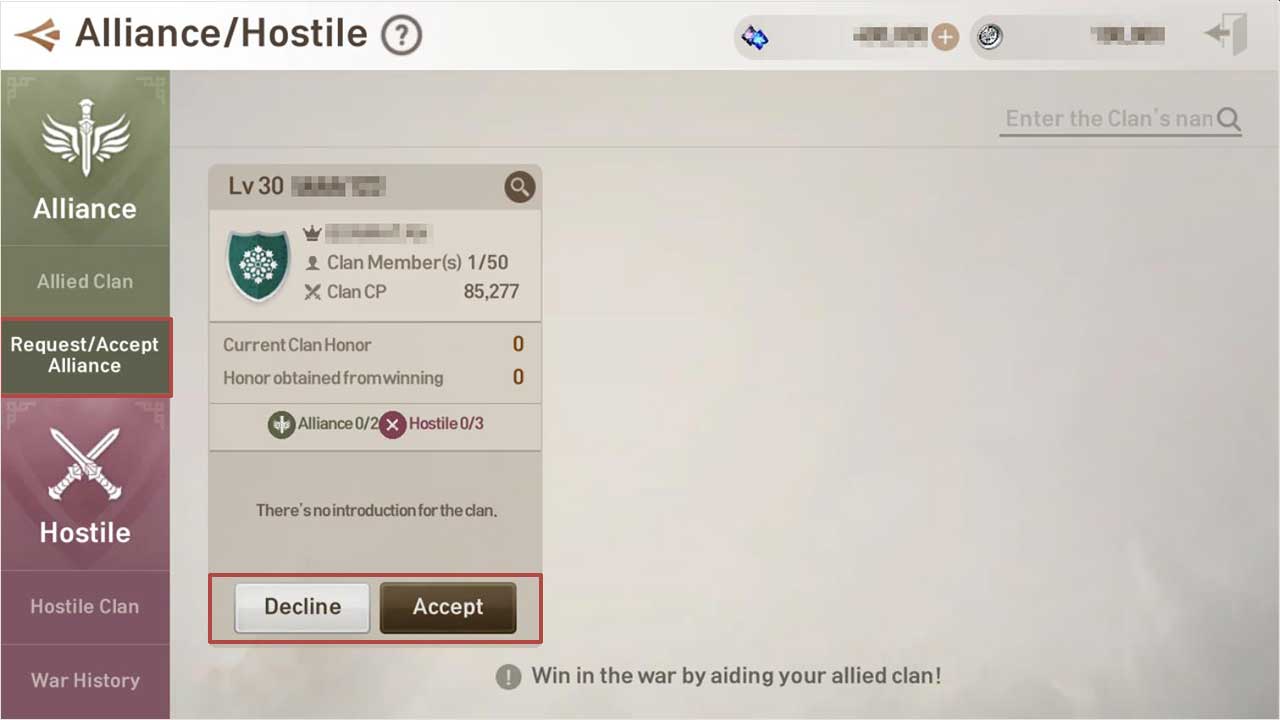 Allied Clan, Hostile Clan Guide Blade and Soul Revolution 7