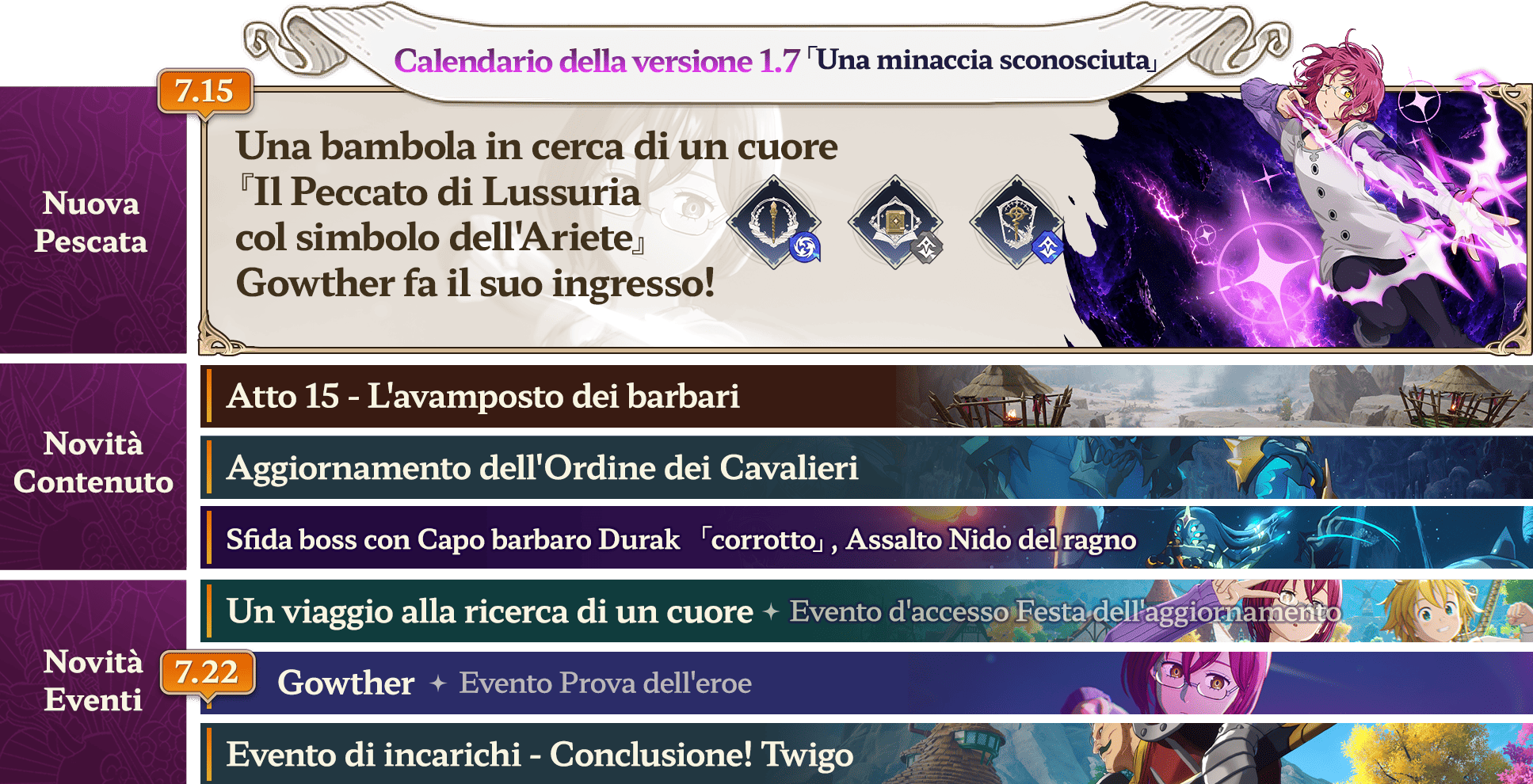Calendario degli eventi