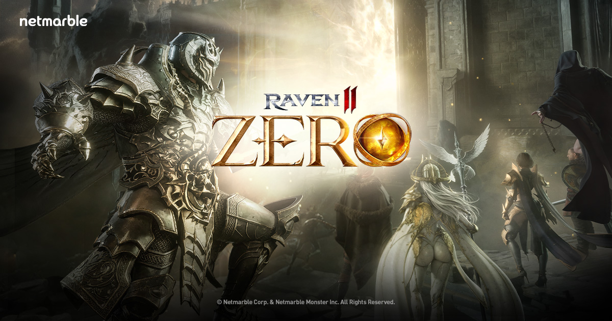 Key art resmi RAVEN2 ZERO dari Netmarble — Special Corps di depan gerbang bercahaya dengan logo ZERO (sgimage.netmarble.com)
