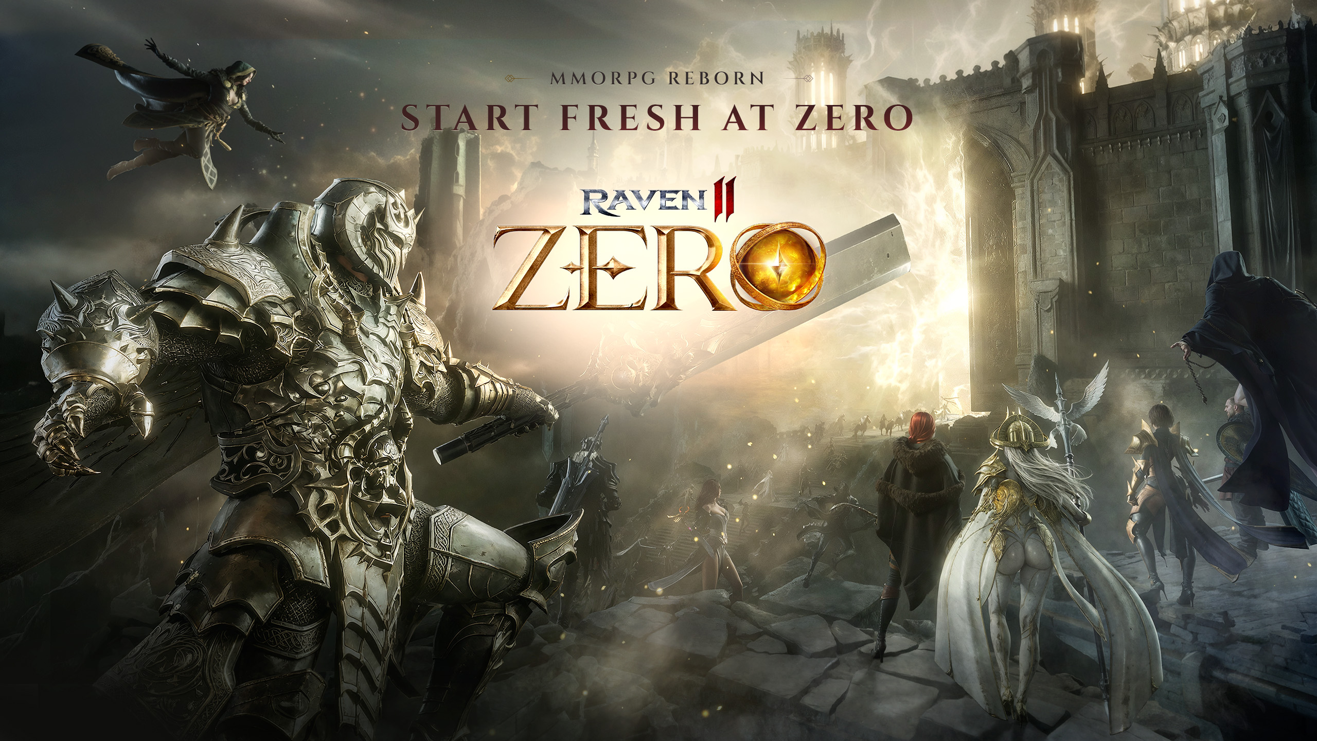 Official RAVEN2 ZERO key art — armored Special Corps members before a glowing gate (sgimage.netmarble.com)